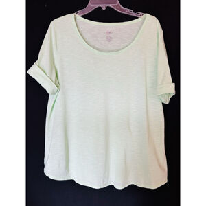 Cato XL Lime Green Casual T-Shirt Lightweight Rolled Sleeve Rounded Hem